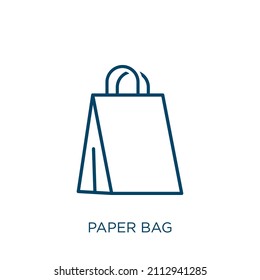 Papiertütensymbol. Dünne Linien-Papierbeutel Umriss-Symbol einzeln auf weißem Hintergrund. Zeilensymbol für Vektorpapier, Symbol für Web und Mobile