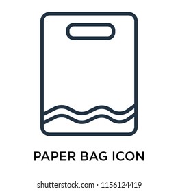 Paper bag icon vector isolated on white background, Paper bag transparent sign , line symbol or linear element design in outline style