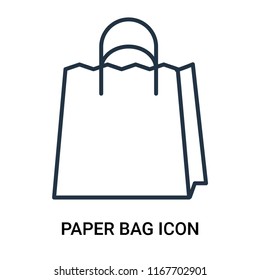 Paper bag icon vector isolated on white background, Paper bag transparent sign , outline linear symbol or line shape