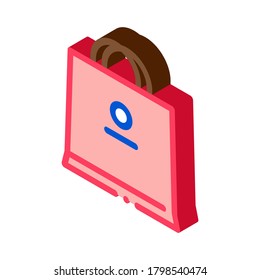 paper bag icon vector. isometric paper bag sign. color isolated symbol illustration