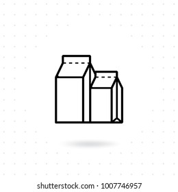 Paper bag icon. Vector paper bag in line design style. Coffee, tea, salt, sugar bag icon illustration. Coffee packet, Foil paper package of coffee, tea, sugar. Paper bag isolated on white background
