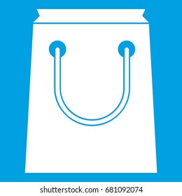 Paper bag icon white isolated on blue background vector illustration