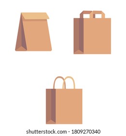 Paper bag icons set. Eco-friendly package. Recycled paper. Eco.