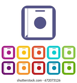 Paper bag icons set vector illustration in flat style In colors red, blue, green and other