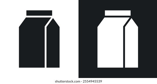 Paper bag icons in solid black and white colors