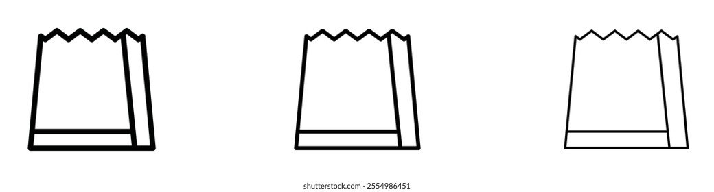 Paper bag icons in tree different stroke sizes