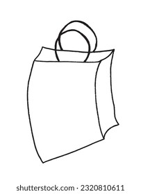 Paper bag illustration image. 
Hand drawn image artwork of paper bag. 
Simple cute original logo.
Hand drawn vector illustration for posters, cards, t-shirts.