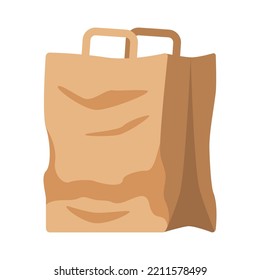 Paper bag isolated on white background vector illustration.
