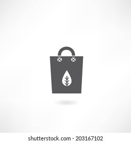 paper bag with a leaf of the tree icon