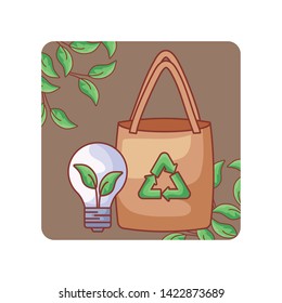 paper bag with light bulb ecological in frame