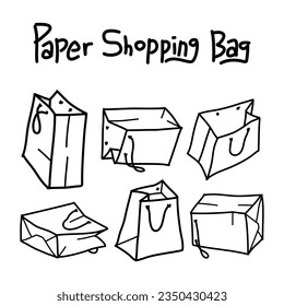 paper bag Line art. Shopping bag vector. Shopping bag line art vector illustration.