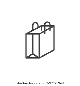 Paper bag line icon. linear style sign for mobile concept and web design. Shopping bag outline vector icon. Symbol, logo illustration. Vector graphics