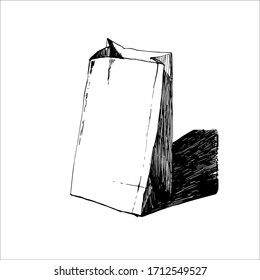 bolsa de papel lineal en blanco y negro