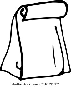 Paper bag logo. Black and white illustration drawn by hand.