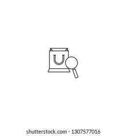 Paper bag and magnifier isolated vector icon. - VECTOR