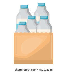 paper bag with milk bottles