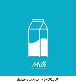 Paper bag with milk. Modern vector icon. 
