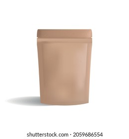 Paper bag mockup. Blank zip package design. Package mockup template for logo, brand, sticker, label. Vector illustration