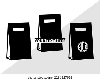 Paper Bag Monogram Vector Illustration Silhouette