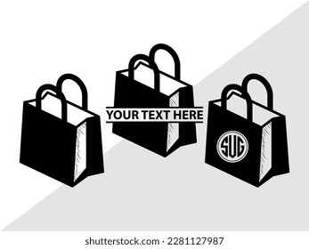 Paper Bag Monogram Vector Illustration Silhouette