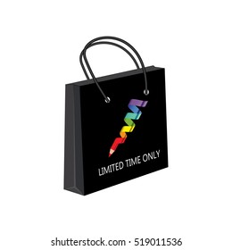 paper bag multicolored spiral pencil on an isolated white background advertising banner cosmetics stationery vector sale
