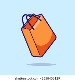 Paper Bag Package Cartoon Vector Icon Illustration. Business 
Object Icon Concept Isolated Premium Vector. Flat Cartoon 
Style 