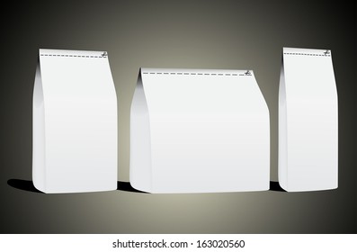 Paper Bag Package Of Coffee, Salt, Sugar, Pepper, Spices Or Flour, Filled, Folded, Close, Product Packing Vector