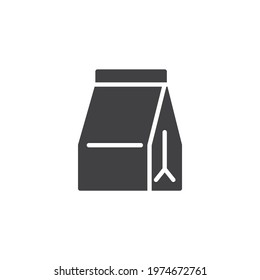 Paper bag package vector icon. filled flat sign for mobile concept and web design. Paper lunch bag glyph icon. Symbol, logo illustration. Vector graphics