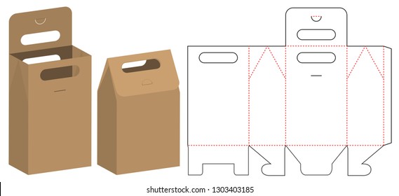 Paper Bag packaging die cut template design. 3d mock-up