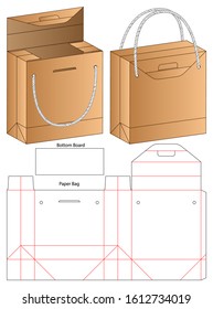 Paper Bag packaging die cut template design. 3d mock-up