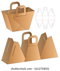 Paper Bag packaging die cut template design. 3d mock-up