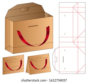 Paper Bag packaging die cut template design. 3d mock-up