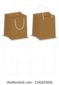 paper bag packaging die-cut and 3d bag mockup