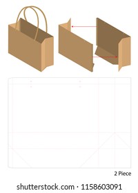 paper bag packaging die-cut and 3d bag mockup