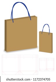 paper bag packaging die-cut and 3d bag mockup