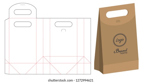 paper bag packaging die-cut and 3d bag mockup