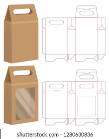 paper bag packaging die-cut and 3d bag mockup