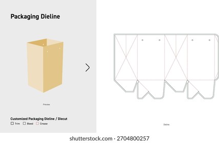 Bolsa de papel de embalaje Dieline - Vector Stand-Up Bag Diecut Plantilla