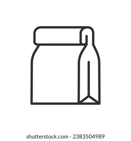 Embalaje de bolsos de papel, icono lineal. Línea con trazo editable