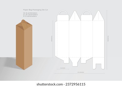 Plantilla de empaquetado de bolsos de papel, elegante maquillaje 3D plano y tachado