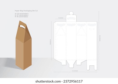 Plantilla de empaquetado de bolsos de papel, elegante maquillaje 3D plano y tachado