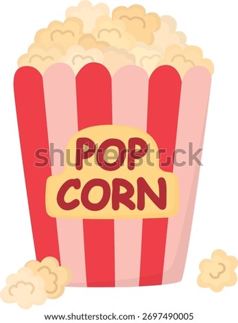 Paper bag of popcorn isolated on white. Illustration with cinema snack