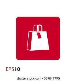 Paper bag with price tag icon for web