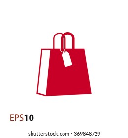 Paper bag with price tag icon for web