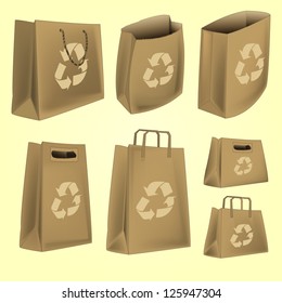 paper bag with recycle logo vector