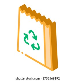 Paper Bag With Recycle Sign Packaging vector isometric sign. color isolated symbol illustration