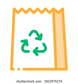 Paper Bag With Recycle Sign Packaging Vector Icon Thin Line. Open And Closed Packaging Concept Linear Pictogram. Parcel, Box Shipping Equipment Illustration