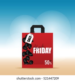 paper bag red with black friday on it illustration in colorful