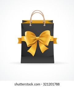 Paper Bag and Ribbon Present Concept. Vector illustration