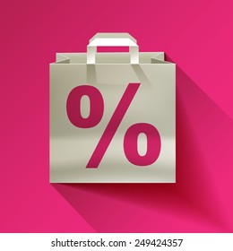 paper bag, sale, discount percent sign  